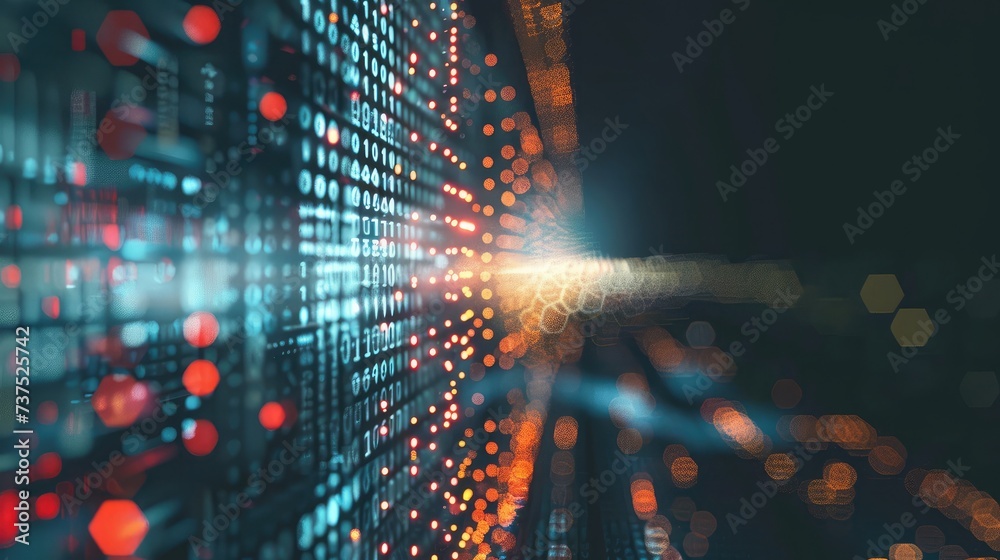 Wall mural digital technology background. digital data dots gray pattern pixel background