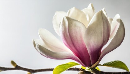 beautiful magnolia flower on white background