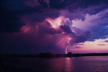 Naklejka na ściany i meble purple lightning storm