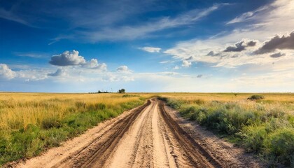 Fototapeta na wymiar dirt road in steppe