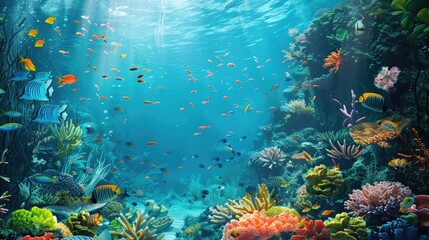 Naklejka na ściany i meble Underwater sea ocean background photo
