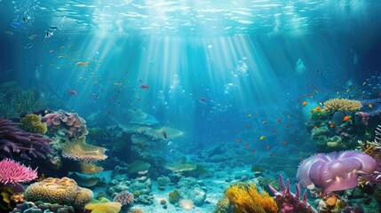 Fototapeta na wymiar Underwater sea ocean background photo
