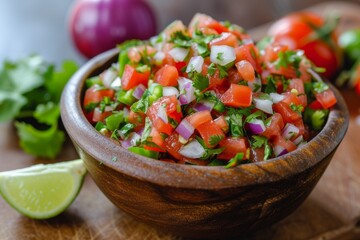 Delicious homemade pico de gallo salsa made with tomatoes onions lime cilantro and jalapeno