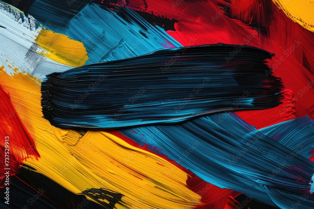 Poster A close-up view of a vibrant painting with an array of different colors. This picture can add a pop of color and creativity to any project