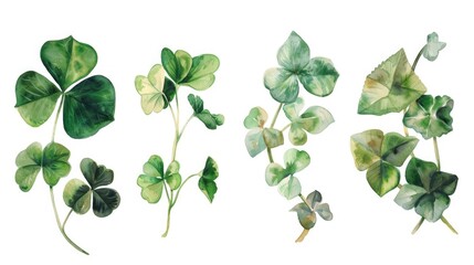 A collection of vibrant watercolor illustrations showcasing various shades of green leaves. Perfect for adding a natural touch to any design project or for creating botanical-themed artwork.