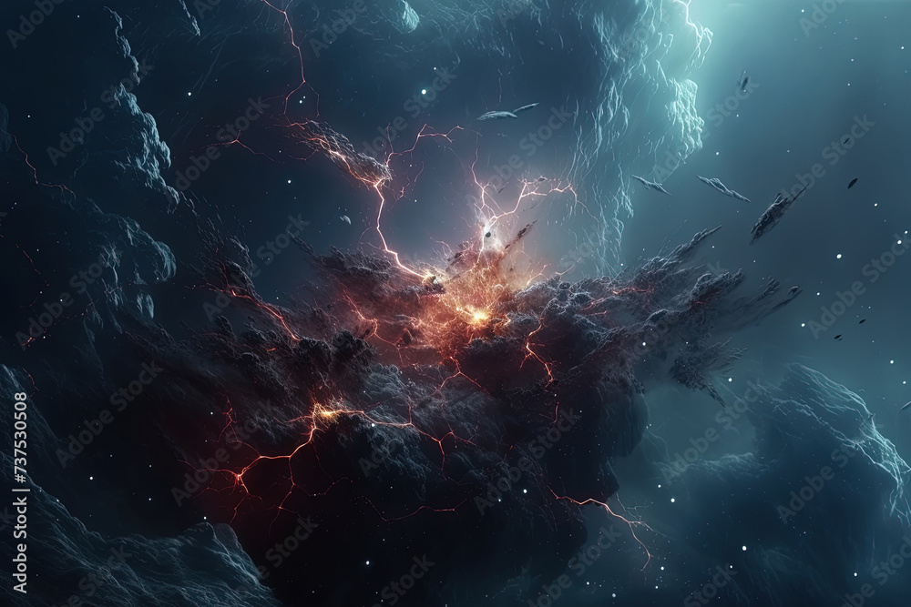 Wall mural vast expanse filled with an array of clouds and an abundance of stars.