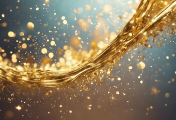 Festive banner with golden shiny paint splashes Luxurious abstract gold wavy splash