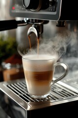Coffee being poured into a coffee machine.