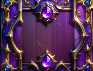 Decorative Frame Purple Jewels Brass Gold Metal Background Wallpaper