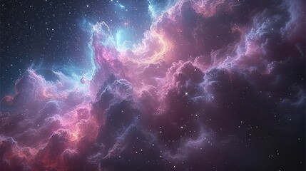 a colorful sky filled with lots of stars and a star filled sky filled with lots of pink and blue clouds.