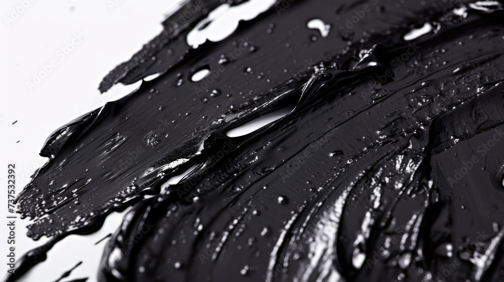 Canvas Prints A close up view of black paint on a white surface. This image can be used to represent contrast, minimalism, or artistic expression