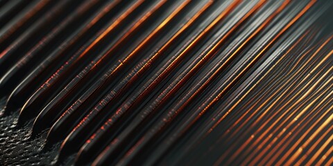 A detailed view of a piece of black and orange material. Can be used for various creative projects and designs