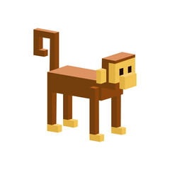 Cute low poly monkey in cartoon style, flat image, vector file.
