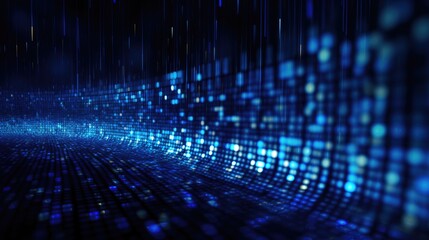 Background binary code is in sapphire color.