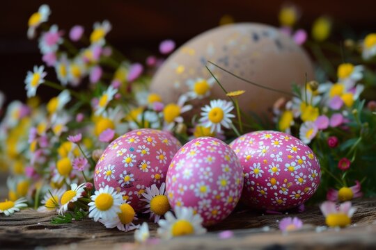 Happy Easter Eggs Basket orchid. Bunny in flower easter foxgloves decoration Garden. Cute hare 3d Love easter rabbit spring illustration. Holy week filled with delight card wallpaper orange zest