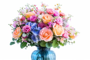 Colorful flower bouquet centerpiece isolated on white