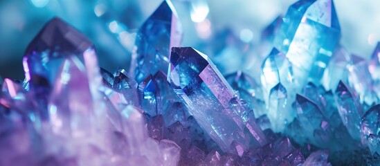close up of shiny and luminous Blue Crystal stone