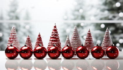 Winter celebration Christmas ornament decoration, snow, glowing gift reflection generated by AI