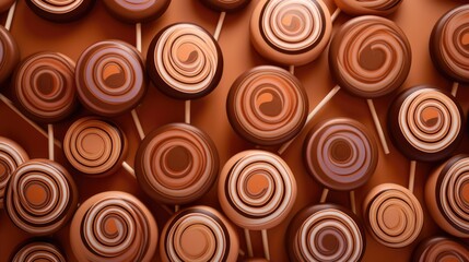 Background made of lollipops in Brown color.