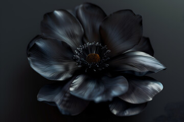 Exotic unusual black flower close-up on a dark background. Ideal for web, banners, cards and more