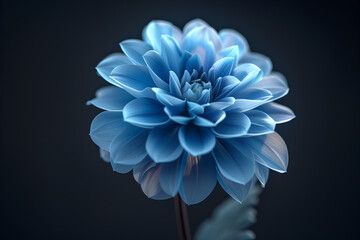 Exotic unusual blue flower close-up on a dark background. Ideal for web, banners, cards and more