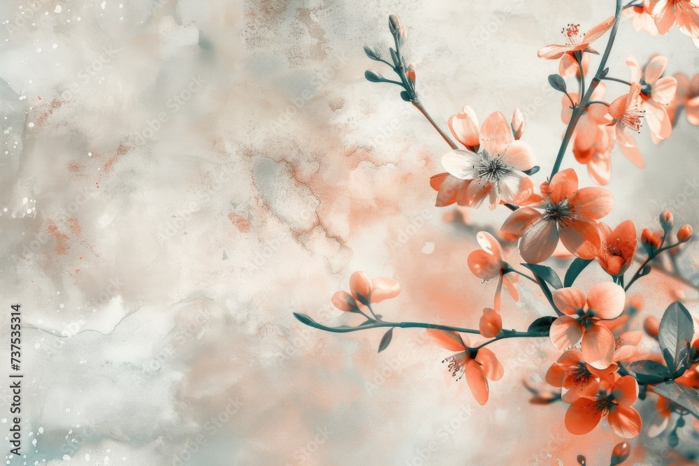 Poster colorful flowers arranged on a branch. perfect for adding a touch of nature to your designs