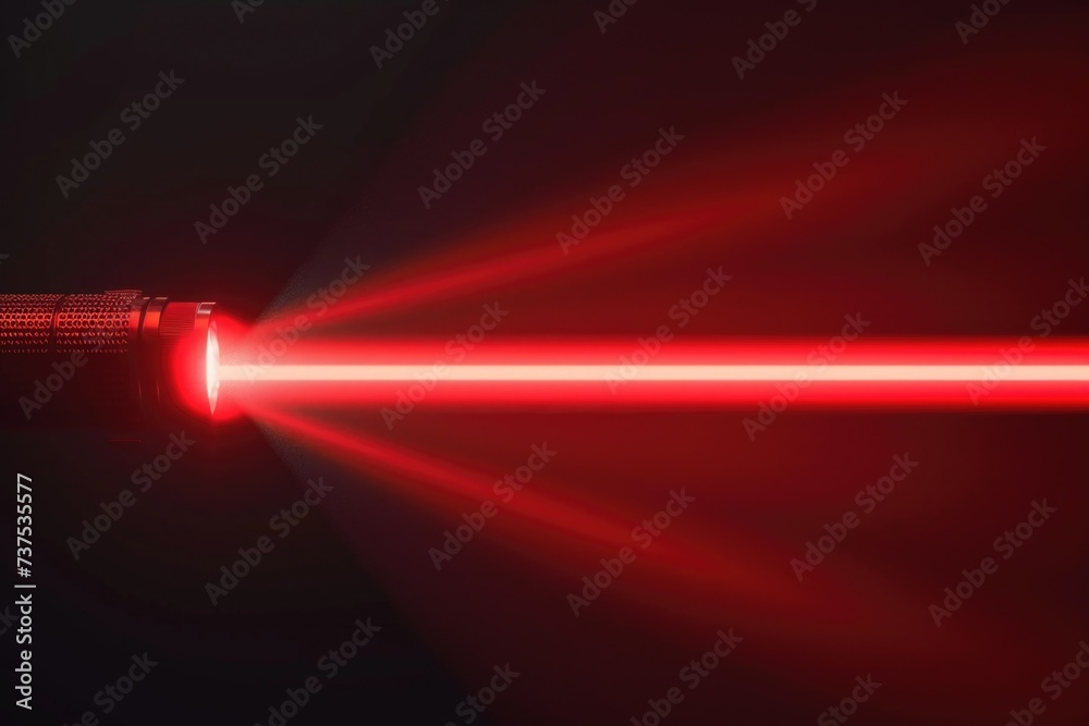 Aufkleber A bright red light emitting from a flashlight. Perfect for illuminating dark spaces and creating a sense of urgency or danger