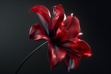 Exotic unusual red flower close-up on a dark background. Ideal for web, banners, cards and more