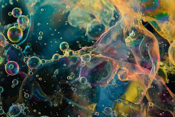 colorful background with bubbles and oils
