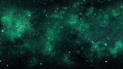 Background of fireworks in Emerald color