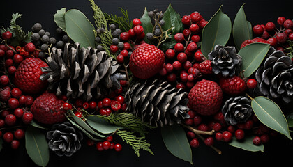 Fresh berry fruit, nature healthy dessert, a colorful composition generated by AI