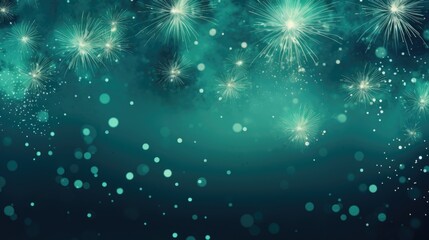 Obraz na płótnie Canvas Background of fireworks in Sea Green color