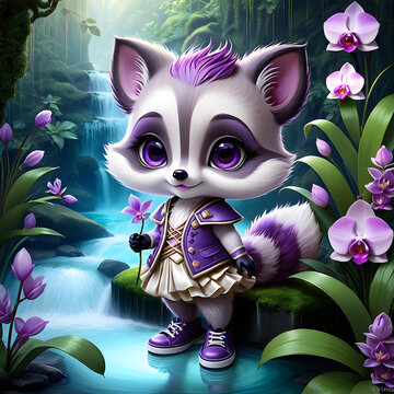 Dreamy is an adorable anthropomorphic cartoon river raccoon who has captured the hearts of many with their delightful charm. What sets Dreamy apart is their unique sense of style, often seen trotting 