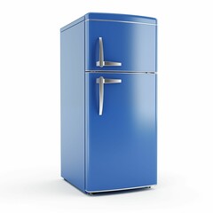 Blue fridge freezer, isolated on a white background
