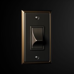 Light switch - black and gold  , isolated on a black background