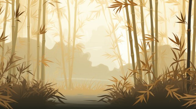 Background with bamboo forest in Beige color