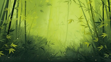 Background with bamboo forest in Lime Green color