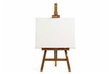 Blank canvas on an isolated easel with a white background - obrazy, fototapety, plakaty