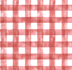 Hand-drawn Watercolor simple gingham plaid seamless repeat pattern wallpaper