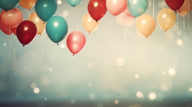 Colorful balloons with bokeh background - vintage effect style pictures