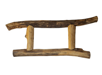 natural wooden frame on white, isolated