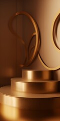 abstract podium with empty space for product placement, 3D render, blender render, Gold,