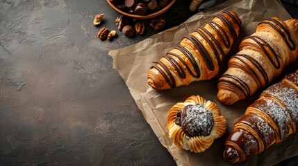 chocolate puff pastry croissant, generative ai