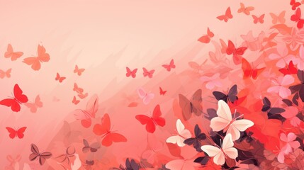 Background with butterflies in Coral color