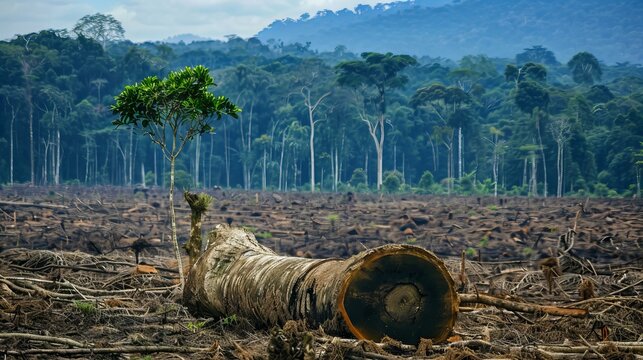 deforestation and illegal logging of evergreen jungle