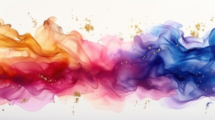 a multicolored painting with gold flecks on the bottom and bottom of the image on a white background.