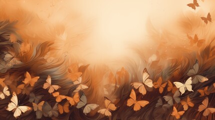 Background with butterflies in Umber color.