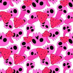 Halloween cartoon skulls seamless pattern for wrapping paper and fabrics and clothes print and autumn accessories