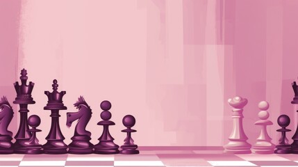 Background with chess pieces in Mauve color