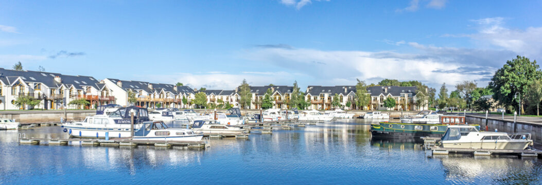 Tarmonbarry Harbour and residential marina on the River Shannon in Roscommon. Ireland.